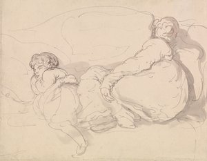 Dwie śpiące postacie autorstwa Thomas Rowlandson