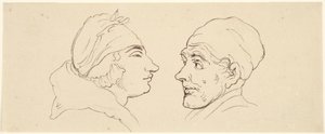 Dwie karykatury: mężczyzna i kobieta autorstwa Thomas Rowlandson