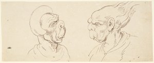 Dwie karykatury: męskie głowy autorstwa Thomas Rowlandson