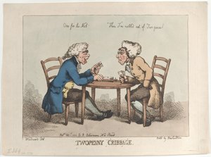 Twopenny Cribbage, [1 października 1799], wznowione 1810, [1 października 1799], wznowione 1810. autorstwa Thomas Rowlandson