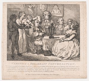 Veronica, rozmowa przy śniadaniu Malownicze piękności Boswell, część jodły..., 30 maja 1786. autorstwa Thomas Rowlandson