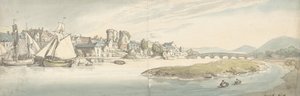 Widok miasta nad rzeką Zamek Carwitham, 1775-1827. autorstwa Thomas Rowlandson