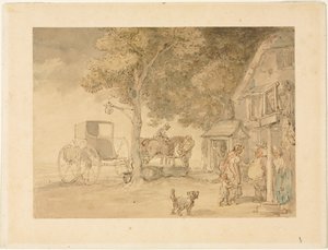 Podlewanie koni autorstwa Thomas Rowlandson