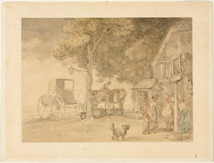 Podlewanie koni. autorstwa Thomas Rowlandson
