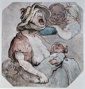 Wet Nurse Interrupted (akwarela na papierze) autorstwa Thomas Rowlandson