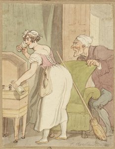 Kobieta przyłapana na kradzieży drinka autorstwa Thomas Rowlandson