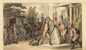 Młody angielski dżentelmen opuszcza rodzinę, aby wyruszyć w Grand Tour autorstwa Thomas Rowlandson