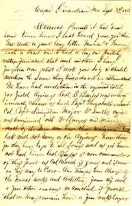 List podpisany T.S. Hawley, Cape Girardeau, Missouri, do rodziców, 8 września 1861 r autorstwa Thomas S. Hawley