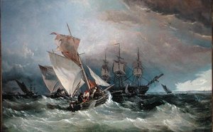 Shrimp Cutters off the Nore, Sheerness in the Distance, ok. 1854 (olej na płótnie)