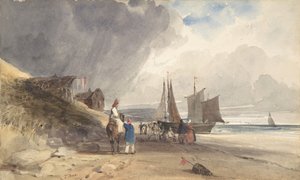 Figurki na plaży, północna Francja, 1830. autorstwa Thomas Shotter Boys