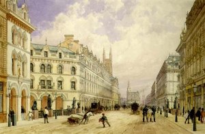 Holborn Viaduct patrząc na wschód, City of London autorstwa Thomas Shotter Boys