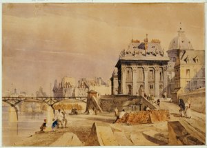 L „Instytut i Pont des Arts, Paryż, 1828 r. autorstwa Thomas Shotter Boys