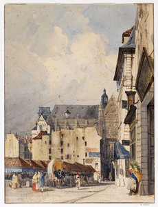 Rue des Prouvaires i kościół Saint-Eustache autorstwa Thomas Shotter Boys