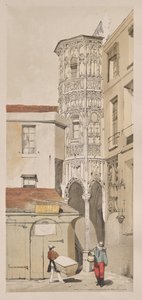Malownicza architektura w Paryżu, Gandawie, Antwerpii, Rouen: Hotel de la Tremouille, Rue des Bourbonnois, Paryż autorstwa Thomas Shotter Boys