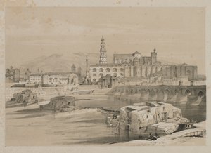 Malownicze szkice w Hiszpanii: pozostałości rzymskiego mostu na Guadalquiver, Cordova, 1837. autorstwa Thomas Shotter Boys