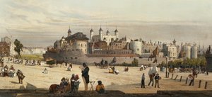 Wieża i mennica, z Great Tower Hill, z „London As It Is”, grawerowana i pub. przez artystę, 1842 autorstwa Thomas Shotter Boys