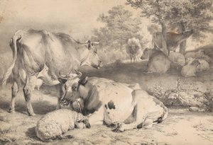 Owce i bydło autorstwa Thomas Sidney Cooper
