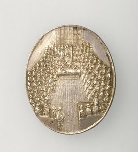 Medal Dunbar przedstawiający Izbę Parlamentu 1650 (rewers) (srebrny) (awers patrz 168065) autorstwa Thomas Simon