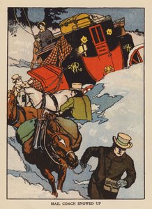 Wagon pocztowy zaśnieżony (kolorowa litografia) autorstwa Thomas Somerfield
