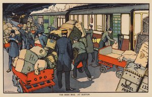 The Irish Mail w Euston (kolorowa litografia) autorstwa Thomas Somerfield