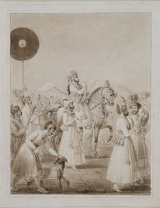 Portret Maharany Bhima Singha z Udaipur na koniu autorstwa Thomas Stothard