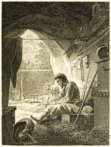 – Robinson Crusoe przy pracy w swojej jaskini? z filmu „Życie i dziwne zaskakujące przygody Robinsona Crusoe” czy „York, Mariner”? autor: Daniel Defoe