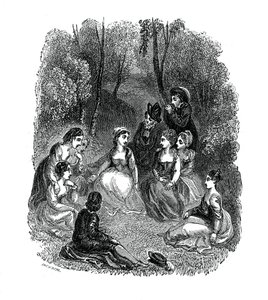 Scena ze wstępu do Dekameronu Giovanniego Boccaccio, 1833. autorstwa Thomas Stothard