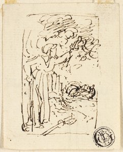 Szkic postaci opartej na lasce autorstwa Thomas Stothard