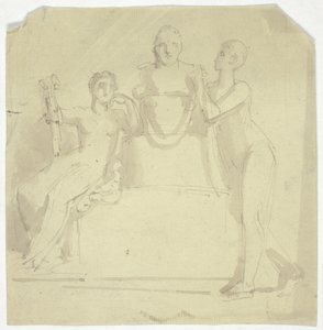 Dwie postacie kobiece z biustem autorstwa Thomas Stothard