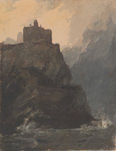 Zamek na Klifie, z Wzburzonym Morzem i Wrakiem Statku u Podnóża Klifu autorstwa Thomas Sully