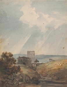 Krajobraz z zamkiem, wzgórzami i górami autorstwa Thomas Sully