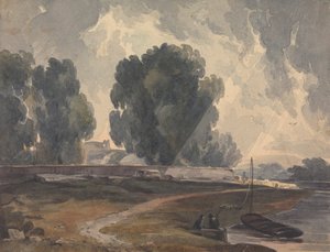 Krajobraz z drzewami i jeziorem Z postaciami i łodzią autorstwa Thomas Sully