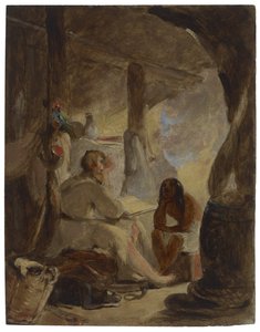 Robinson Crusoe i Piątek w jaskini, ok. 1856 r. autorstwa Thomas Sully