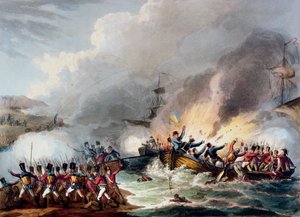 „Lądowanie wojsk brytyjskich w Egipcie, marzec 1801”, 1815 autorstwa Thomas Sutherland