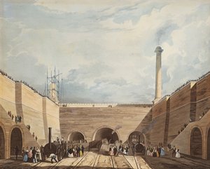 Wejście do kolei w Edge Hill, Liverpool, grawerowane przez H. Pyall, 1831 (ręcznie kolorowane akwaforty i akwatinta) autorstwa Thomas Talbot Bury