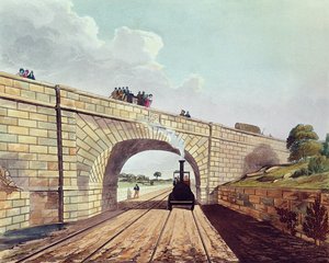 Rainhill Bridge, tablica 12 z „Liverpool and Manchester Railway”, ryt. Henry Pyall (1795-1833), wyd. przez Ackermann und Co., 1833