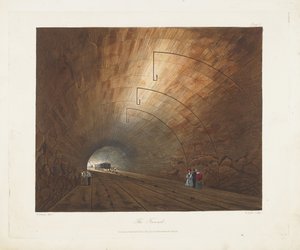 Tunel. Z kolorowych widoków na Liverpool i Manchester Railway, 1831 autorstwa Thomas Talbot Bury