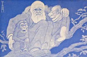 Kreskówka z 1909 roku Darwin z małpim detalem