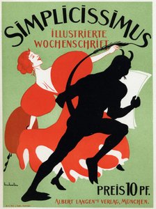 Sztuka. Literatura. Magazyn Simplicissimus. Plakat autorstwa Thomasa Thedora Heinego, Niemcy, ok. 1890 r. (plakat) autorstwa Thomas Theodor Heine