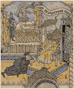 Odnaleziony mural w Pałacu Sprawiedliwości w Bizancjum; Simplicissimus V/34 autorstwa Thomas Theodor Heine