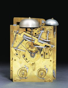 Szczegół zamontowanego zegara Jamesa II uderzającego wspornika z powtarzaniem ćwiartki pociągania, nr. 166, ok. 1690-95 autorstwa Thomas Tompion