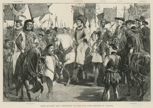 Dzień Lorda Burmistrza: Procesja dawnych Lordów Burmistrzów Londynu (litografia) autorstwa Thomas Walter Wilson