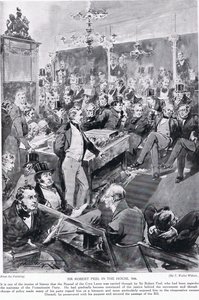 Sir Robert Peel w domu, 1846 r., ilustracja z "Hutchinson