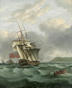 HMS Winterton zbliża się do Dover, autor: Thomas Whitcombe autorstwa Thomas Whitcombe