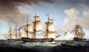 Pejzaż morski autorstwa Thomas Whitcombe