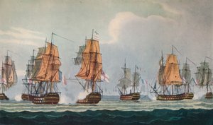 Strachans Action off Ferrol, c1806 autorstwa Thomas Whitcombe