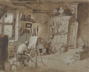 Malarz przy pracy w swojej pracowni, 1663-77.
