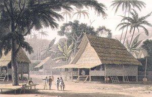 Wioska malajska, płyta 16 z „Malowniczej podróży do Indii” autorstwa Thomas und William Daniell