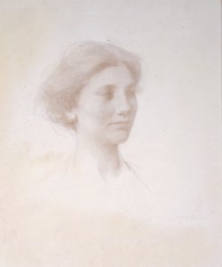 Głowa dziewczyny, ok. 1909 (srebrny punkt na białej przygotowanej planszy z maty) autorstwa Thomas Wilmer Dewing