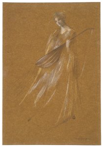 Dame mit Laute autorstwa Thomas Wilmer Dewing